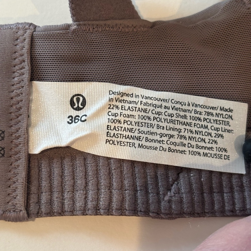 LULULEMON Cross-Back Mauve-Brown Sports Bra 36C - Picture 6 of 7